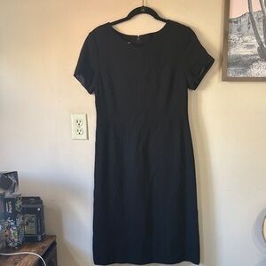 NWOT Vintage Talbots Black Wool Knee Length Sheath Dress Size 8